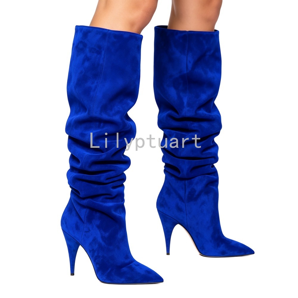 Sewing Fleece - Botas Largas de Gamuza Azul para